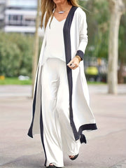 Women's Casual Striped Top & Wide Leg Pants Set