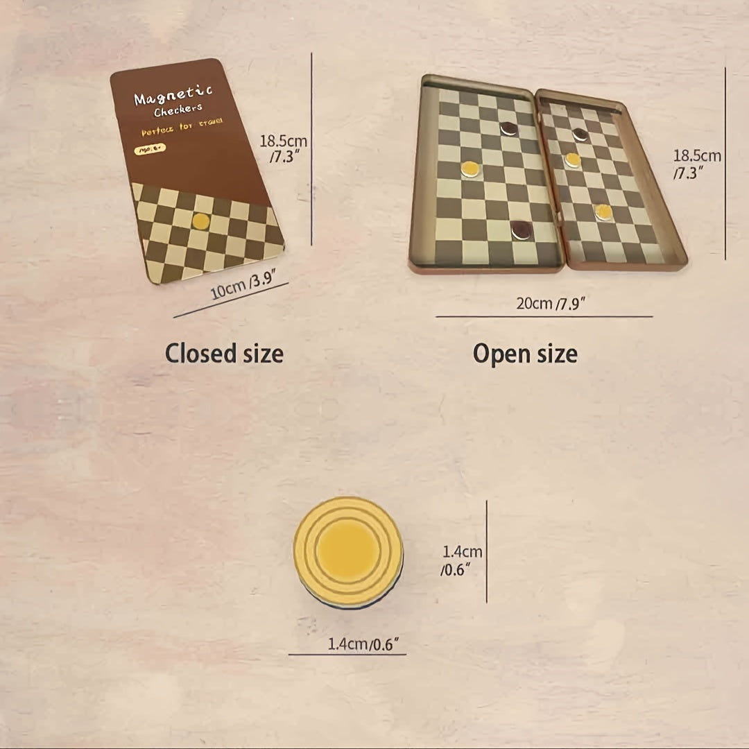 Portable Magnetic Checkers & Chess Set