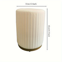 Nordic Style Leather Round Ottoman Footrest Stool with Golden Plated Base