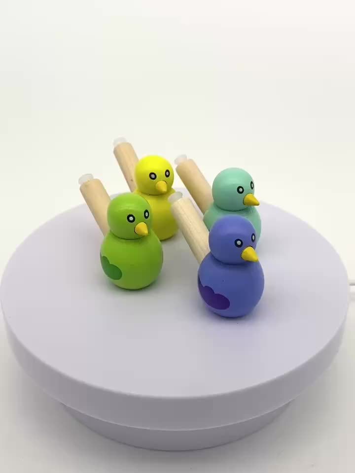 4pcs Wooden Cartoon Bird Whistle Musical Instrument