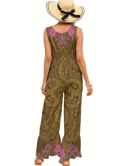 Floral Print Sleeveless Jumpsuit for Women