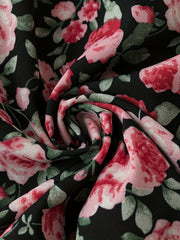 Floral Print Ruffle Trim V Neck Knee Length Dress