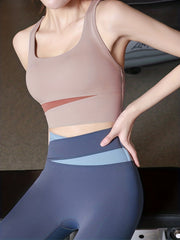 Women's Multicolored Racer Back Push Up Fitness Sports Vest