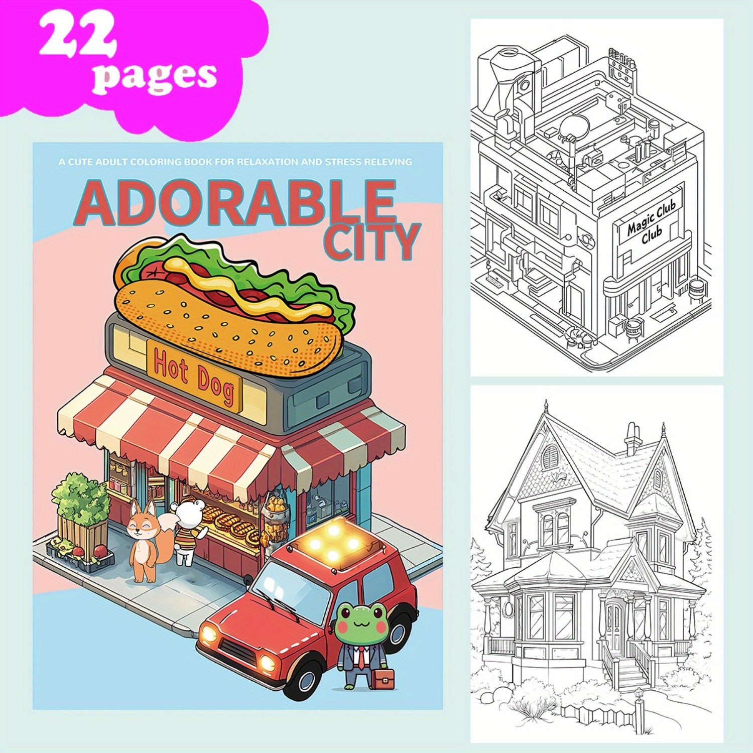 City Coloring Book for Adults - 21 Pages of City Themed Illustrations