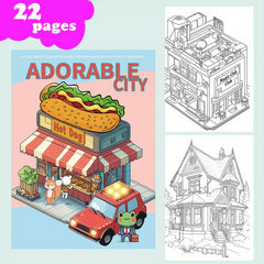 City Coloring Book for Adults - 21 Pages of City Themed Illustrations