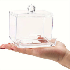 Swab Holder Apothecary Jar with Wooden Lid - Bathroom Container