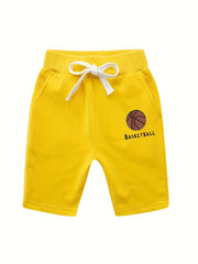 Boys Basketball Shorts Drawstring Waist Pockets Casual Kids Clothes