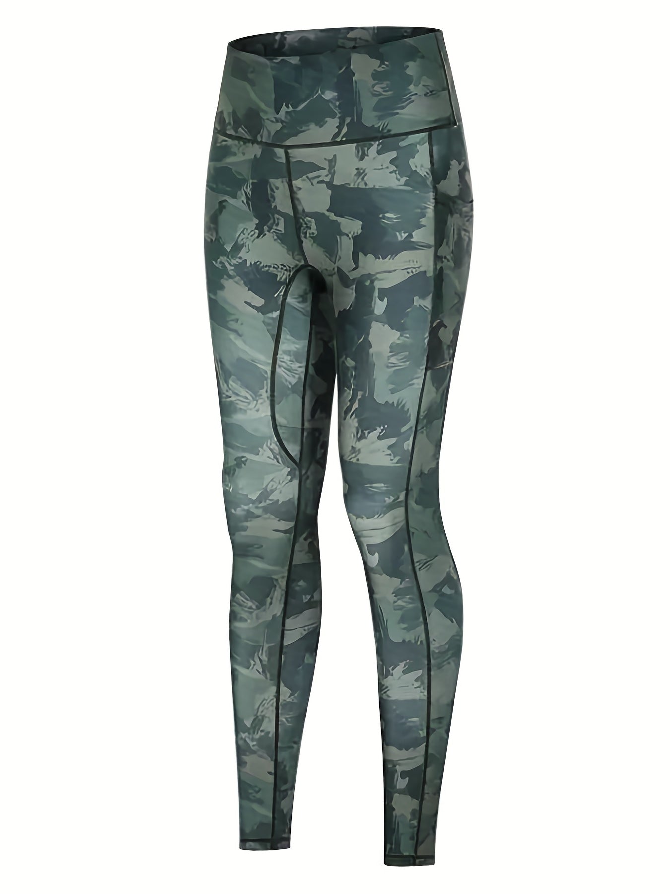 Camo Print High Rise Yoga Leggings with Phone Pockets