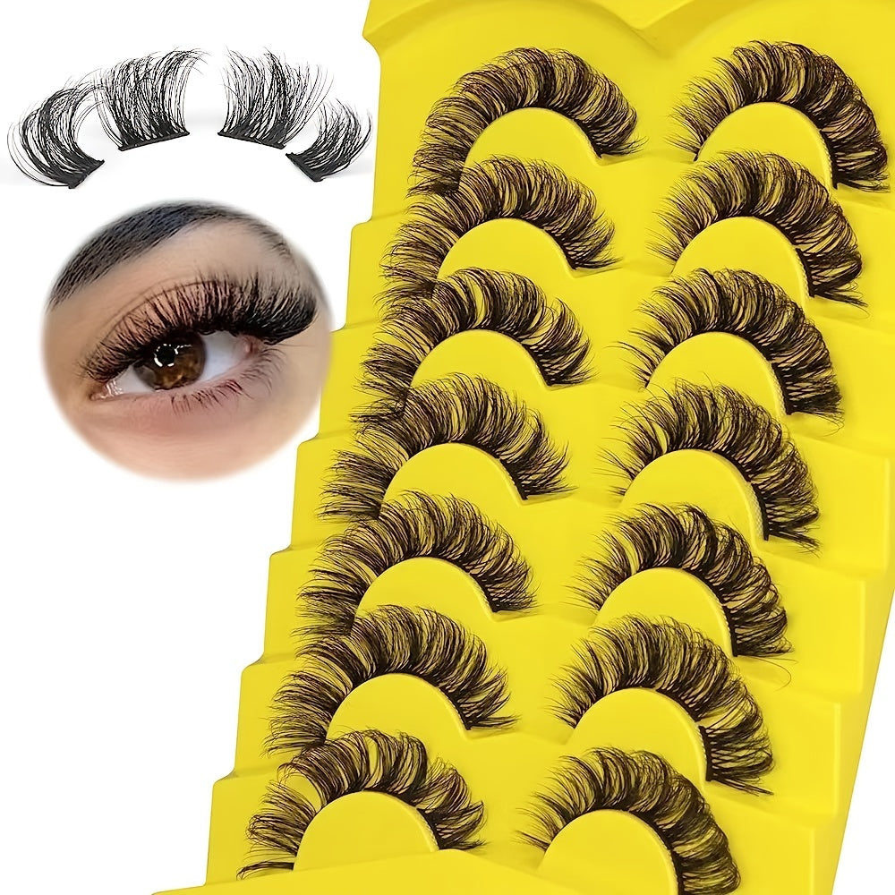 7 Pairs Natural Cluster Eyelashes Extensions 6-14mm Wispy Fluffy 3D Curly DIY