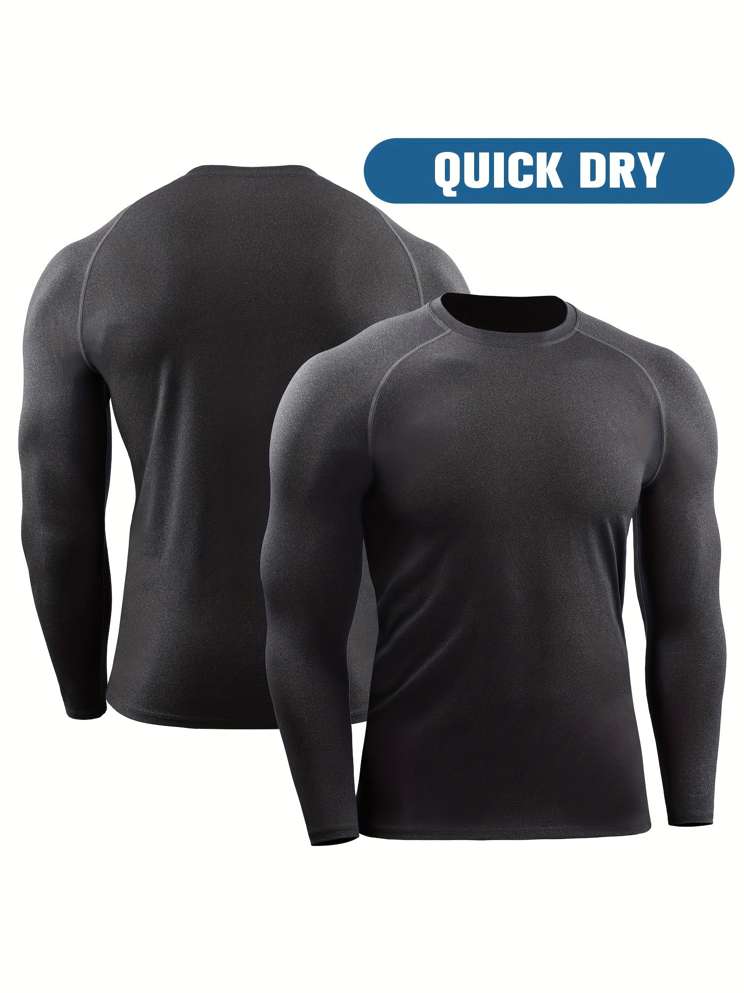 Men's Fleece Workout Shirt Active High Stretch Compression Base Layer