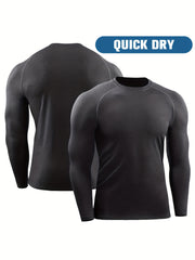 Men's Fleece Workout Shirt Active High Stretch Compression Base Layer