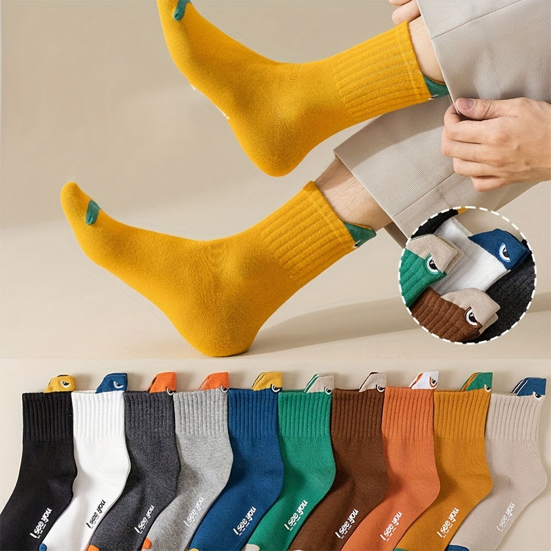 5 Pairs Men's Deodorant Mid Calf Socks for Autumn and Winter