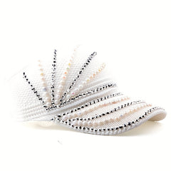 Rhinestone Faux Pearl Summer Visor Solid Sun Hat