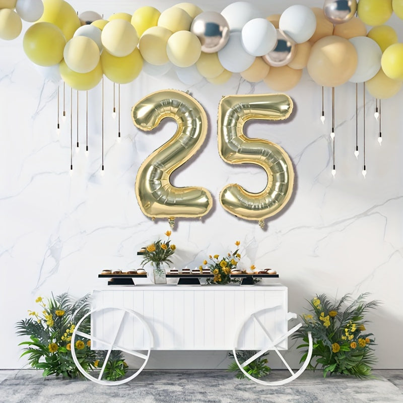 2pcs Golden Number Balloons 101 6 Cm Light Golden Aluminum Foil