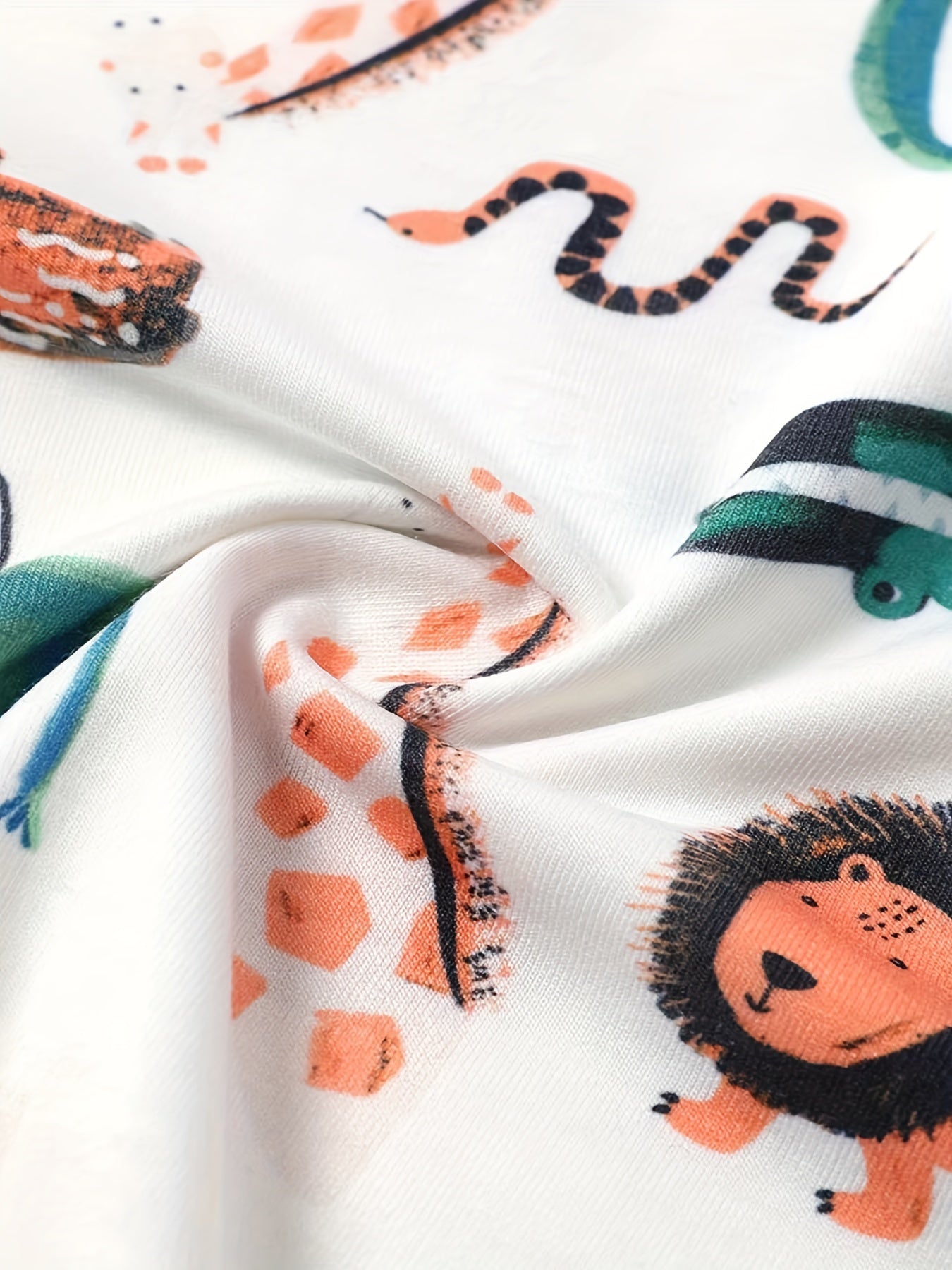 Boys Cartoon Lion Elephant Snake Crocodile Casual Outfit Set