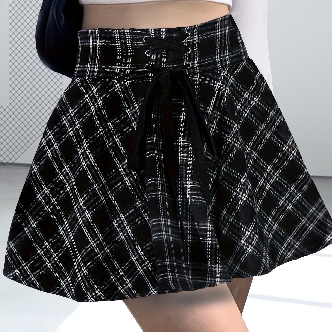 Y2K Summer Plaid Mini Skirt High Waist