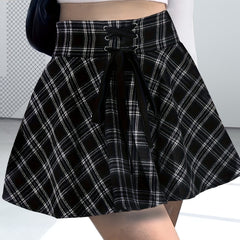 Y2K Summer Plaid Mini Skirt High Waist