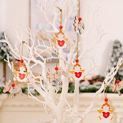 12pcs Wooden Reindeer Doll Christmas Tree Hanging Ornaments