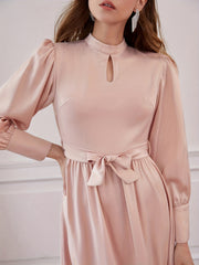 Stylish Family Matching Dress Casual Solid Long Sleeve Family Dress
