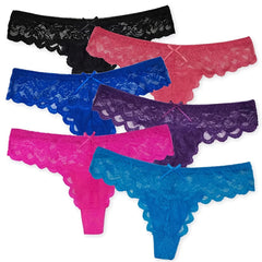 6pcs Floral Lace Thongs Low Waist Panties Lingerie