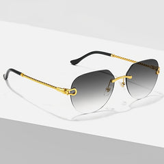Hip Pop Vintage Rimless Gradient Sunglasses