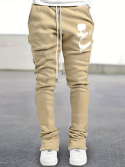 Men's Drawstring Bell bottom Pants Portray Pattern Casual Slim Pants