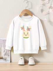 Christmas Light Bunny Graphic Crew Neck Long Sleeve Sweatshirt Kids
