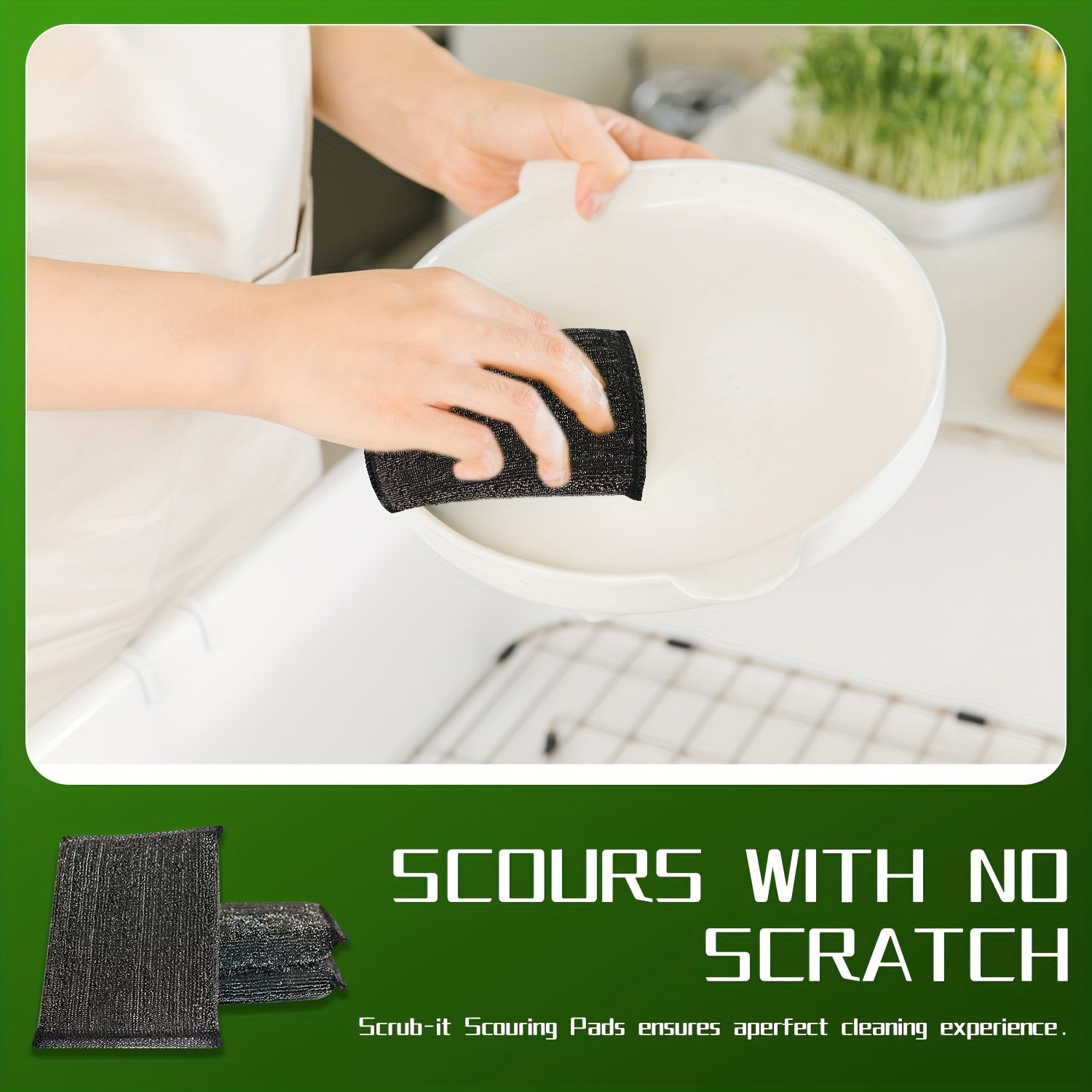 3pcs Steel Scrub Sponges for Sparkling Clean Dishes