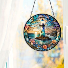 Lighthouse Stained Glass Sun Catcher Hanging Art Decoration