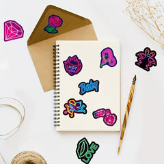 50pcs Neon Light Sweet Love Series Graffiti Stickers - Waterproof DIY Sticker
