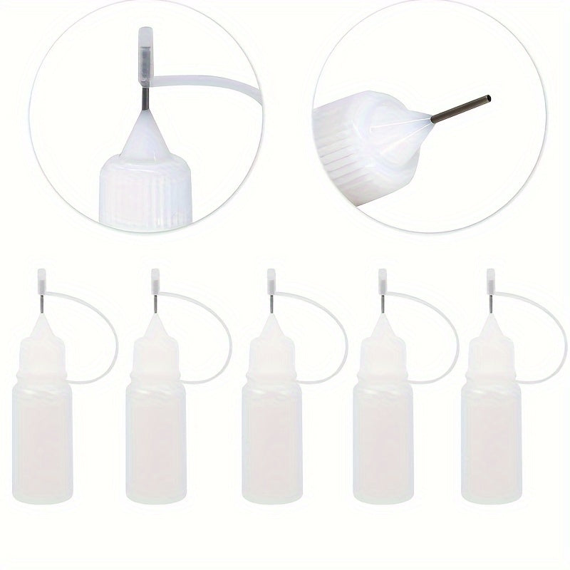 5pcs Needle Tip Glue Applicator Bottle Set 10ml 20ml 30ml