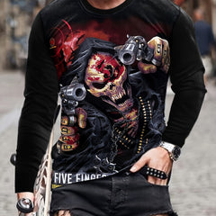 Terrifying Skull Print Men's Long Sleeve T-Shirt