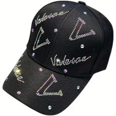 Pink Rhinestone V Decor Baseball Cap Adjustable Dad Hat