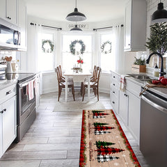 2pcs Thickened Christmas Area Rug Anti-slip Stain Resistant Kitchen Rug