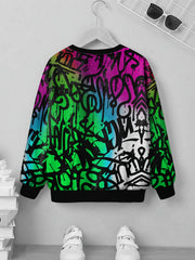 Graffiti Print Kid's Sweatshirt Pullover for Spring Fall Winter