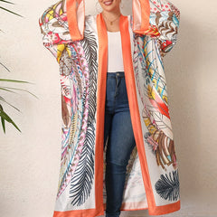 Boho Kimono Women's Plus Allover Print Long Sleeve Cover Up