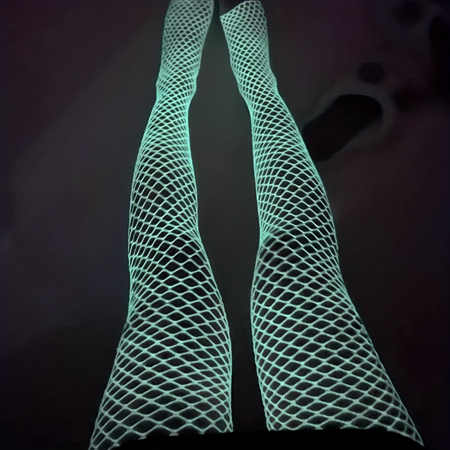 Glow In The Dark Fishnet Tights for Plus Size Women, High Waist