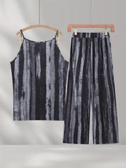 Tie Dye Stripe Print Cami Top & Pants Set