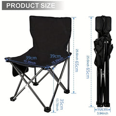 Portable Folding Chair with Side Pocket and Storage Bag for Outdoor Activities