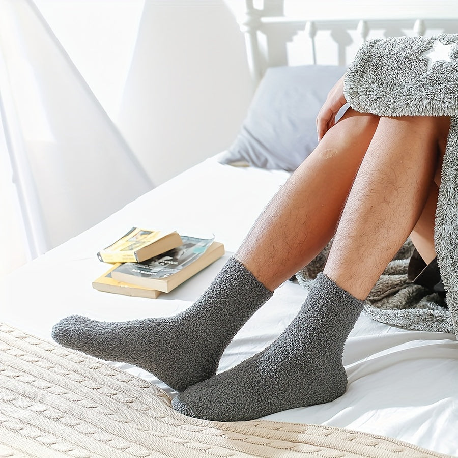 Winter Fleece Socks Men's Women's Warm Solid Soft Floor Socks