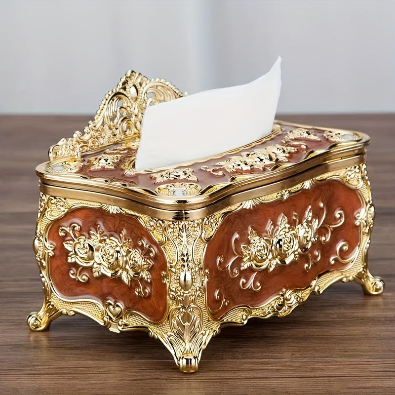 Rose Crown Tissue Box Holder for Home Living Room Hotel Bar Toilet Bath