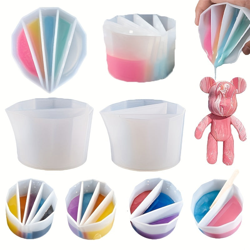 8 Silicone Split Cups Reusable Resin Mixing Cups Dividers Paint Pouring Supplies