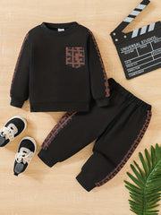 2pcs Boys Casual Long Sleeve Sweatshirt & Trousers Set Kids Clothing