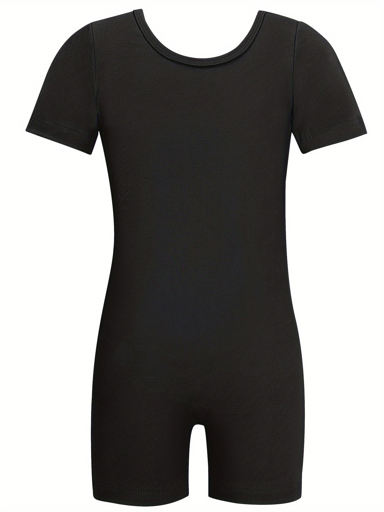 Kids Short Sleeve Gymnastics Romper Suit For Dance Performance