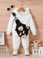Infant Baby Casual Clothes Set Hooded Sweatshirt Trousers Bag