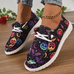 Colorful Pumpkin Print Slip-On Sneakers Lightweight Shoes