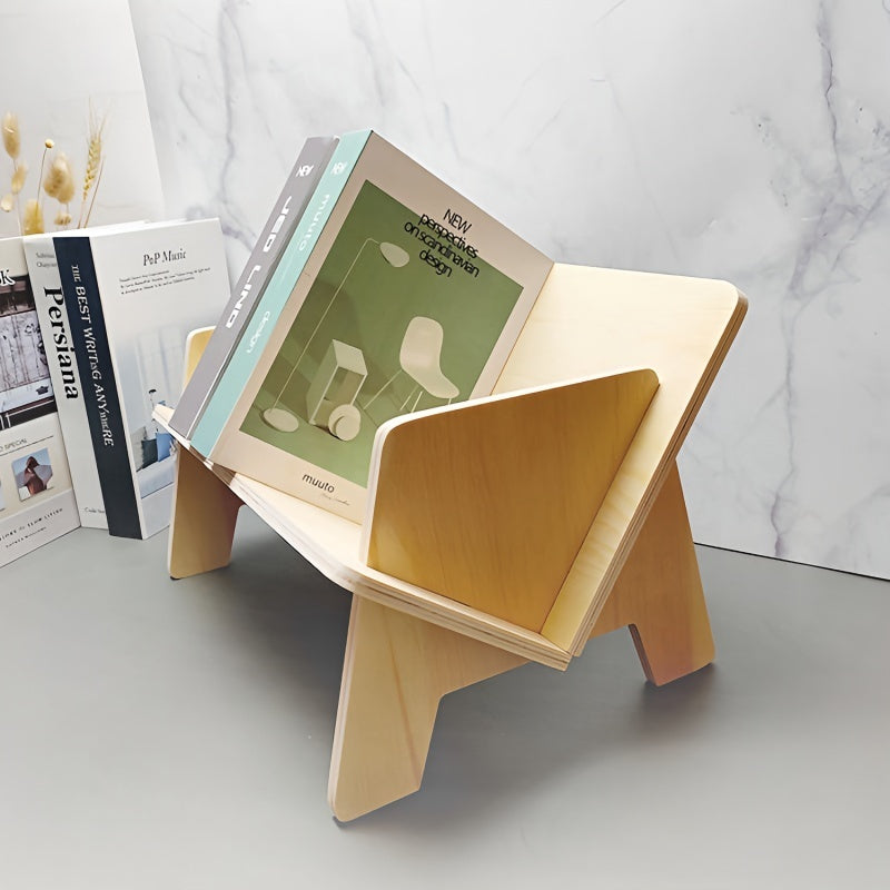 Tilted Wood Bookcase Desktop Storage for Home Office & Living Room