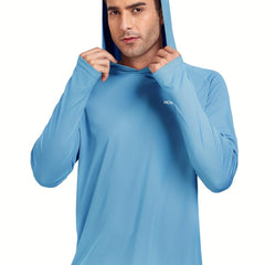 Men's Long Sleeve Hooded T Shirt Lightweight for Running Fishing Hiking
