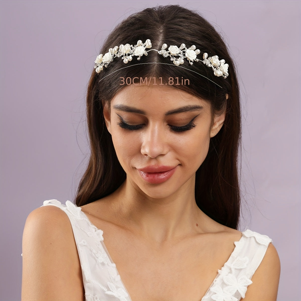 Pearl Bridal Headband Flower Hair Hoop for Wedding