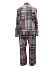 Plaid Print 2 Piece Set Zipper Top & Pants